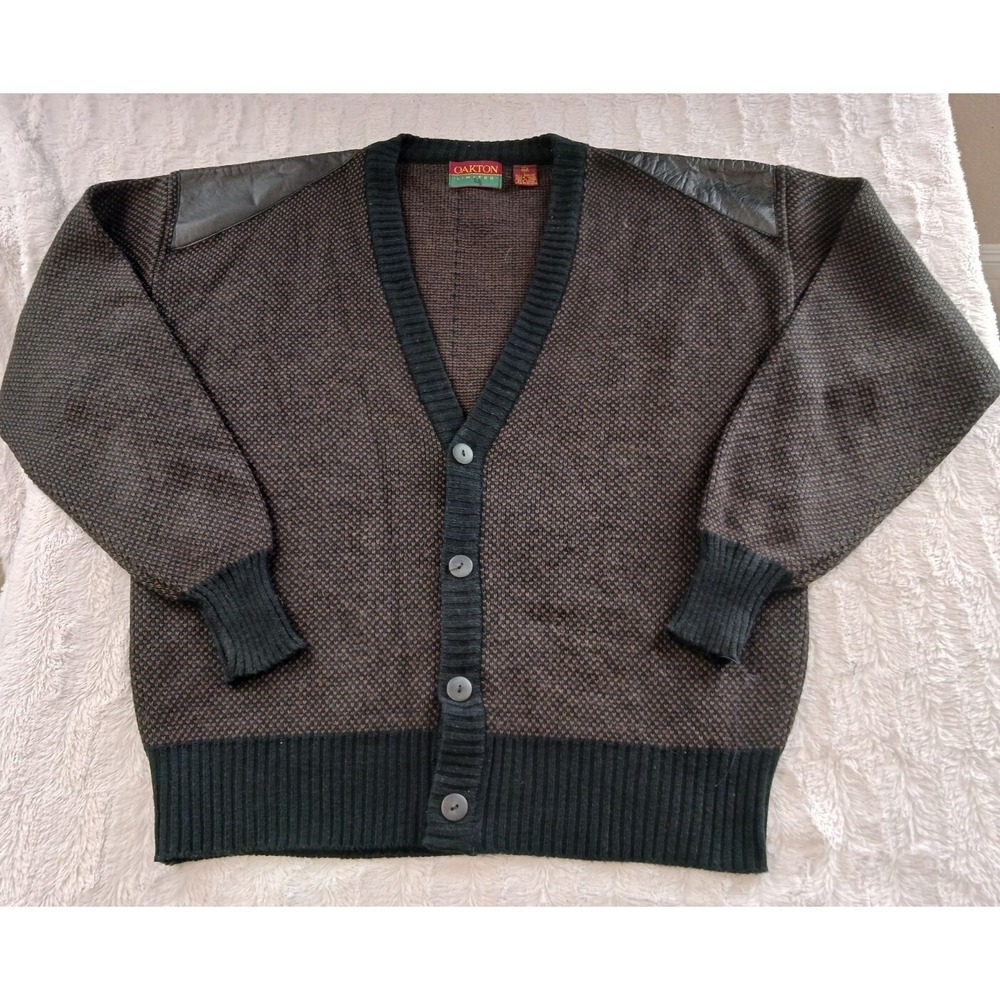 Vintage 80s/90s Oakton Limited Acrylic Cardigan Brown Sweater Men's Size Large